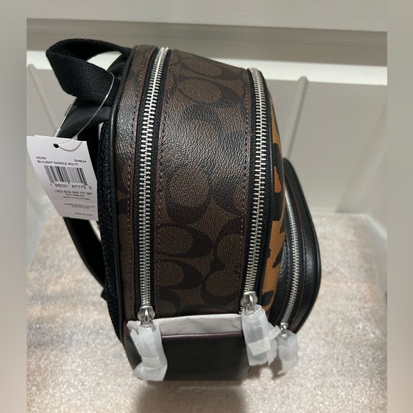 NWT Coach Mini Court Backpack In Signature Canvas With Leopard Print - Picture 5 of 14